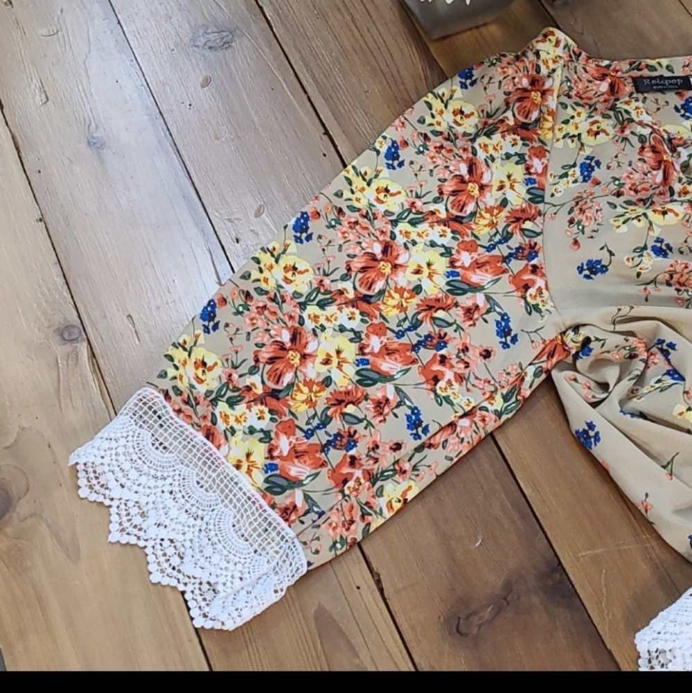 Kimono Open Cardigan Cover Up Floral Tatting - Picture 9 of 11